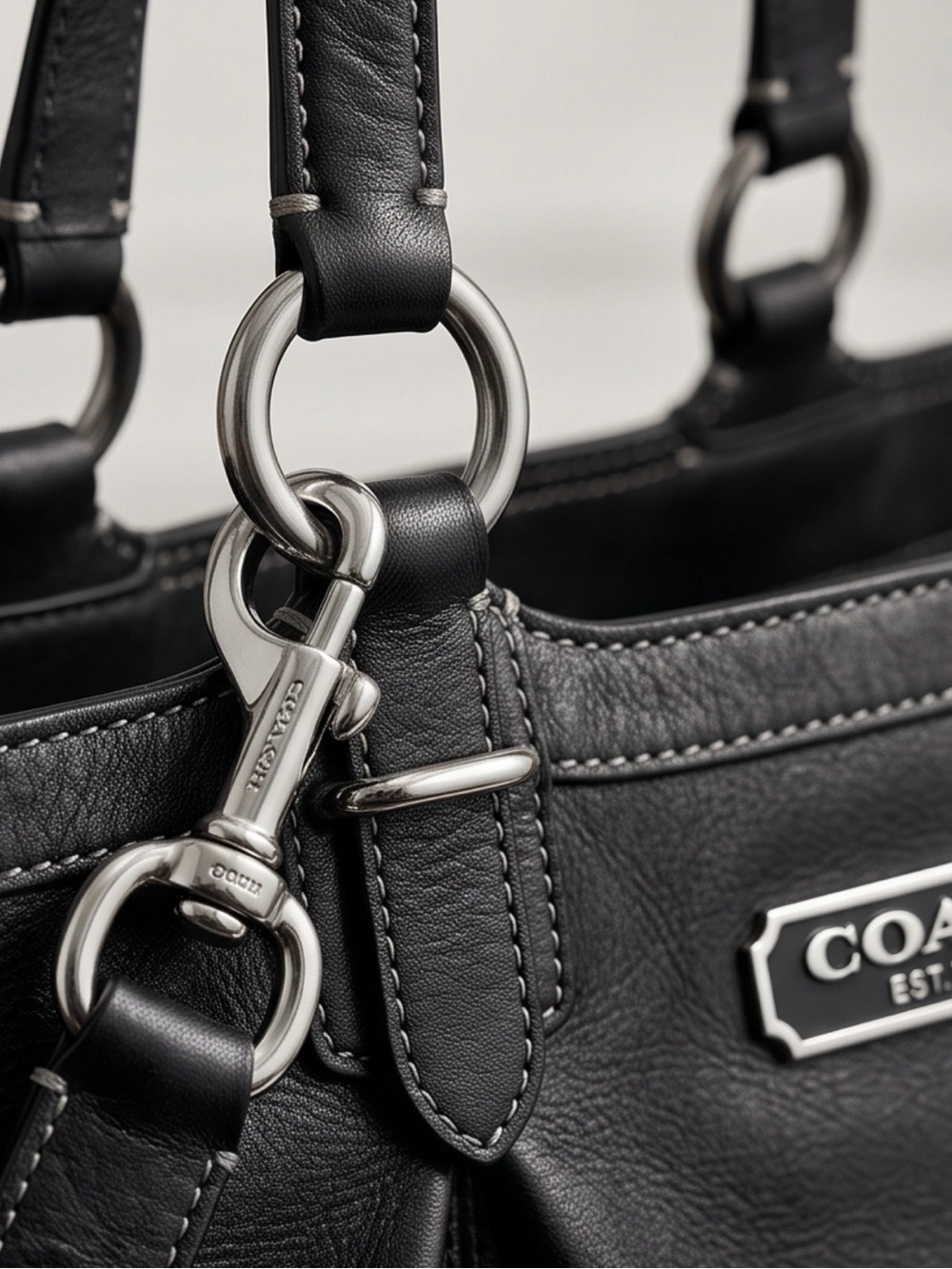 Classic Coach Black Leather Hobo Crossbody Tote - Picture 16 of 16